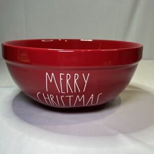 Rae Dunn Large RED Mixing Bowl "MERRY CHRISTMAS" Artisan Collection 10" Round Lg